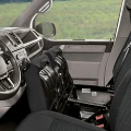 Volkswagen Transporter VW T6 - Miarowe pokrowce samochodowe na przedni fotel i kanapę 1+2 - możliwość korzystania ze schowków pod kanapą
