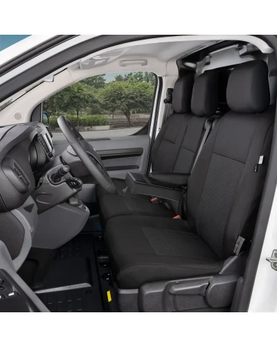 Fiat Scudo III od 2022 - Miarowe pokrowce na fotel kierowcy i podwójną kanapę 1+2 ze stolikiem