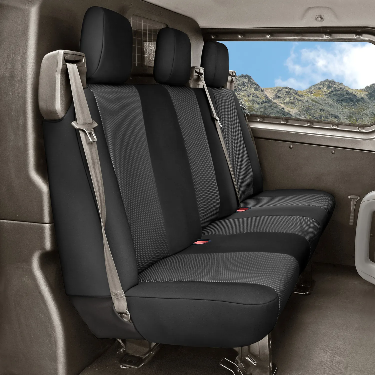 Ford Transit Custom II - Miarowe Pokrowce Samochodowe na II lub III rząd (kanapa 3-osobowa)