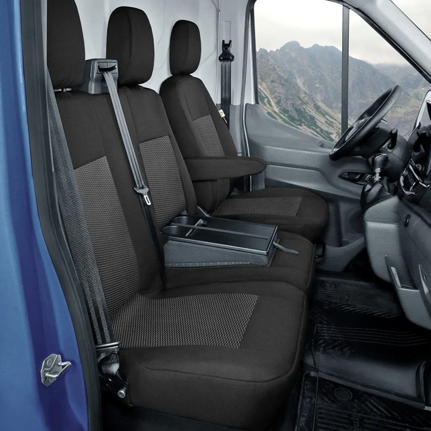 Ford Transit VIII od 2013 - Miarowe Pokrowce Samochodowe (fotel kierowcy + 2-osobowa kanapa)