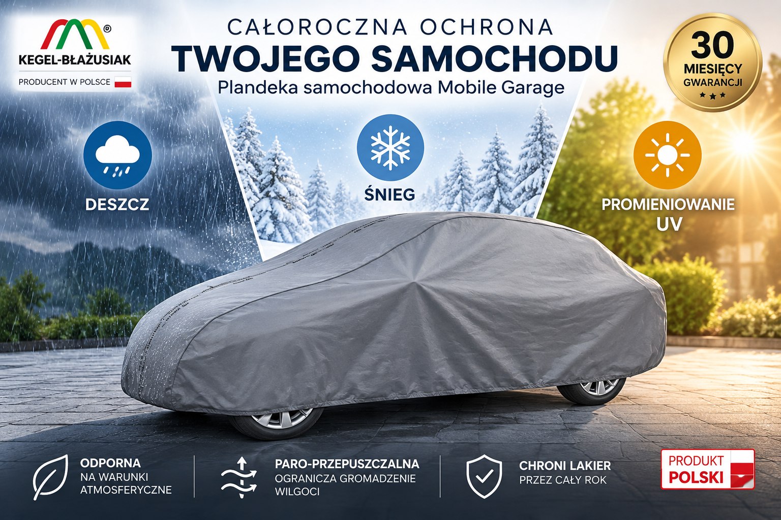 Całoroczna plandeka na samochód - ochrona na deszcz, śnieg i promieniowanie UV