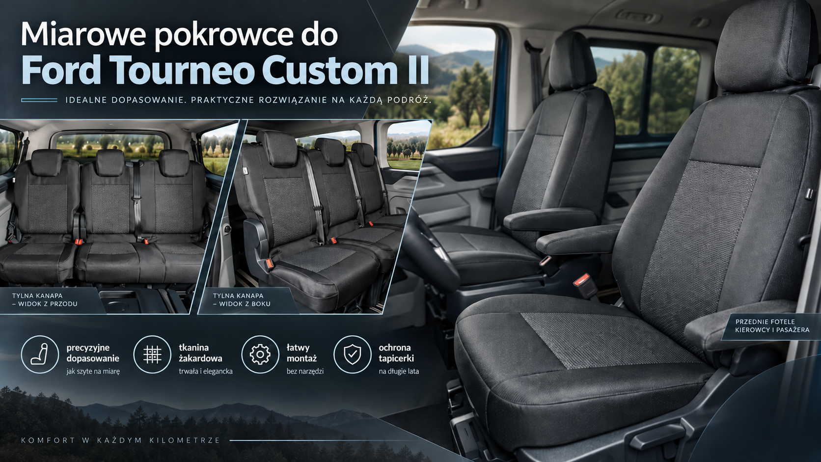 Ford Tourneo Custom II – miarowe pokrowce samochodowe na fotele